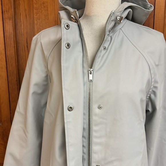 Fahsyee Light Grey Hooded Polyurethane Rain Coat Lined Waterproof Small - Picture 6 of 11